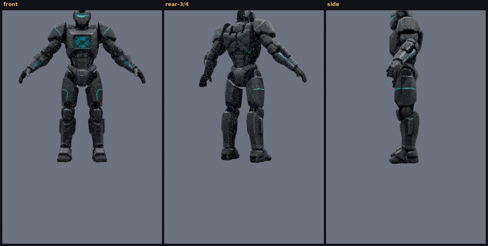 nexus_prime forged mech, three views