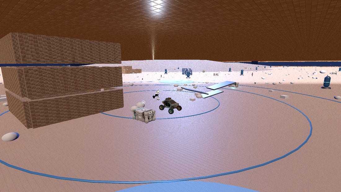 A drivable rover on an airless lunar surface with forged structures