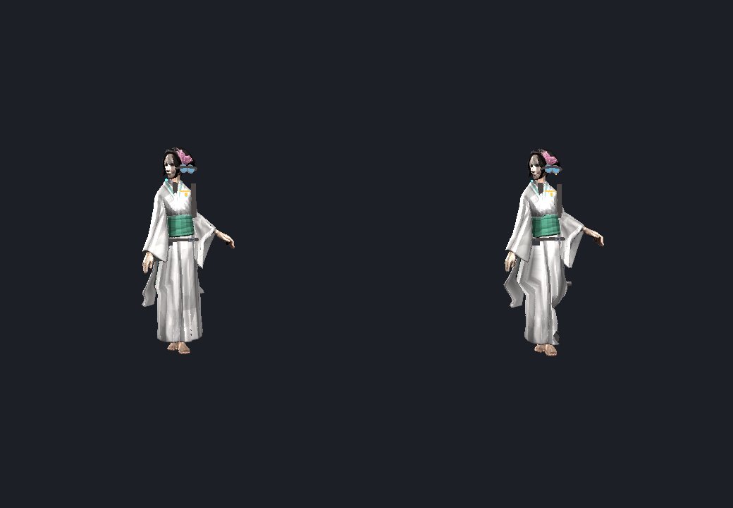 Character with bone-mounted eyewear and hair-ornament accessories, rest and posed