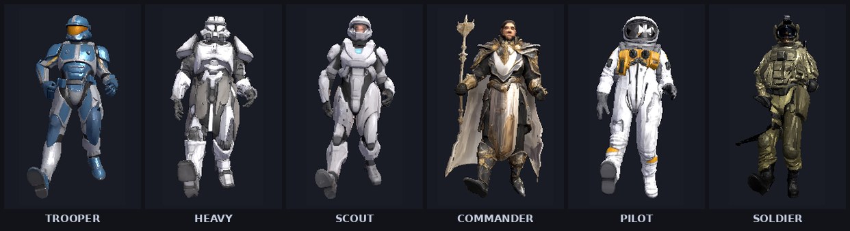 six playable body archetypes captured mid-run